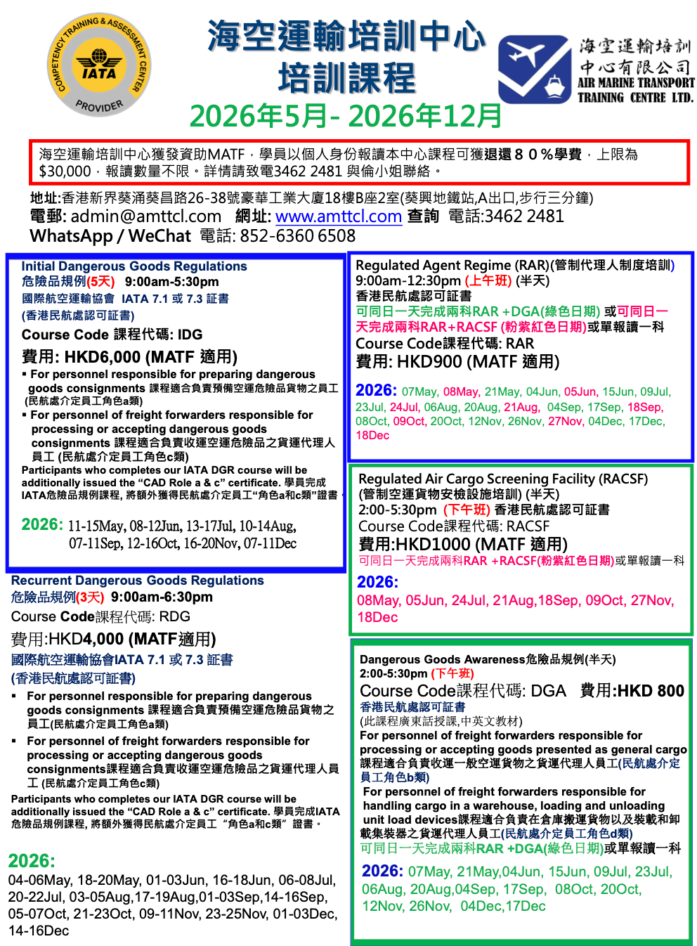 Dangerous Goods Regulations Class Schedules (2026-05)